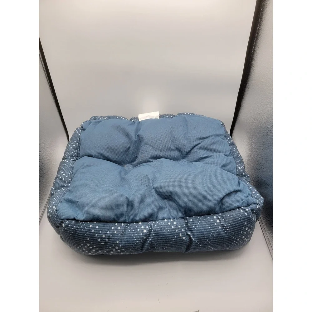 Vibrant Life Blue Polka Dot Corduroy Small Pet Bed Plush Faux Fur 18x15 KQ23Z04D